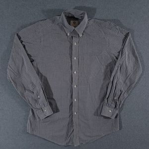 Viyella Button Down Shirt Mens M Plaid Blue White Cotton